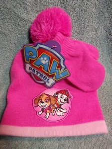 NICKELODEON KNIT HAT AND MITTEN SET HOT PINK ONE SIZE NEW Paw Patrol Small Kids - Picture 1 of 3