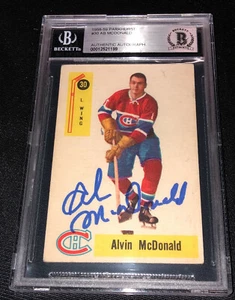 TARJETA BECKETT CANADIENSES FIRMADA AB MCDONALD 1958-59 PARKHURST #30 - Imagen 1 de 2