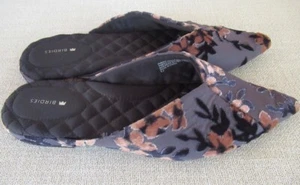 Birdies The Swan Cherry Blossom Pointed Toe Mules Size 9.5 Grey Velvet Floral - Picture 1 of 6