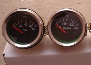 2" /52mm Electrical Oil Pressure Gauge Temperature Gauge - Black Face Chrome - Picture 1 of 4