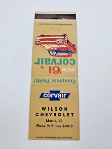 Wilson Chevrolet 1961 Corvair Morris Illinois Matchbook Cover - Picture 1 of 2