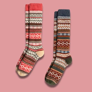 Mujeres Calcetines de Lana Hasta la Rodilla Térmicos Gruesos Coloridos Cálidos Nórdicos Navidad 1 par - Imagen 1 de 17