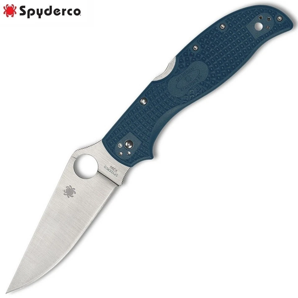 Spyderco Stretch 2XL Lightweight Blue 3.99 Inch Plain Satin Clip Point
