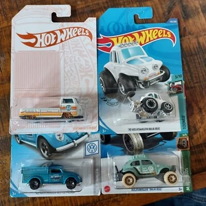 Hot Wheels VOLKSWAGEN lot(4) 2019#47 Blue, 2020 P&C T2, 2020#126 White, 2022#160 - Picture 1 of 2