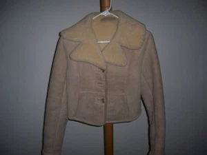 Shearling Sheepskin Jacket Cropped Petite Juniors Size - Picture 1 of 10
