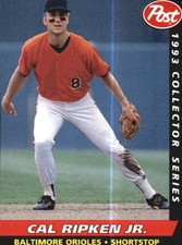 1993 Post Baltimore Orioles Baseball Card #9 Cal Ripken