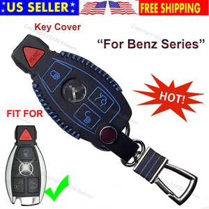 Genuine Leather Case Fob Protector Chain Cover Fob for Mercedes Benz Smart Key - Bild 1 von 8