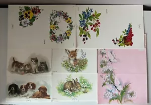 Tarjetas de papelería surtidas dobladas y enviadas años 90 37ct ciervos, gatos, perros, florales, conejitos - Imagen 1 de 5