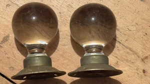 Pair of Deco Style Solid Glass Door Knobs - Door Hardware - Picture 1 of 10