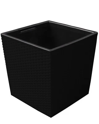 Blumenkübel Blumentopf Übertopf Rattan Optik Pflanzkübel Wasserspeicher Hochbeet - Bild 1 von 4