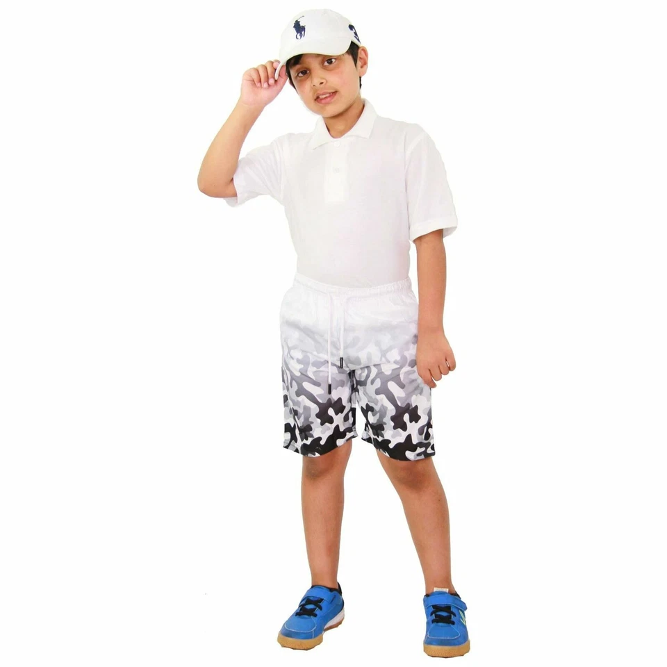 Niño Niña Camuflaje Gris Pantalones Cortos Dos Tonos Verano Chino Rodilla Largo - Imagen 1 de 1