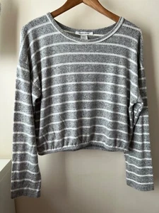 Caution To The Wind Top Size L 14-16 Grey Striped Long Sleeve Supersoft Casual - Picture 1 of 17