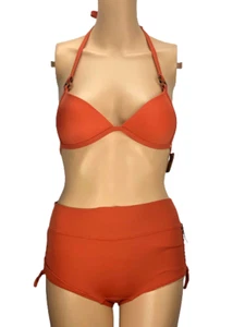 VICTORIAS SECRET PINK SWIM SUIT SET PUSHUP BIKINI TOP + BOYSHORTS BOTTOM SMALL - Picture 1 of 3