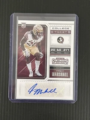 2018 Panini Contenders Draft Picks Trey Marshall Rookie Autograph Florida State - Image 1 of 2