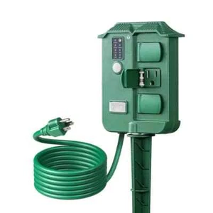 Temporizador de estaca de alimentación exterior de 6 salidas - Temporizadores con cable de extensión de 6 pies - Imagen 1 de 4