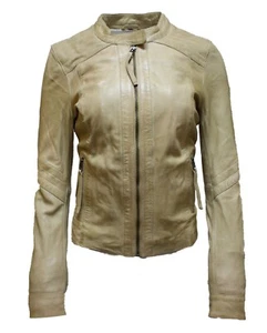 Ladies Classic Apple Green Nappa Leather Fitted Rock Biker Jacket - Picture 1 of 4