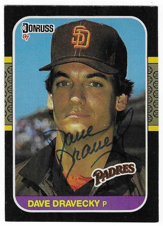 DAVE DRAVECKY 1987 DONRUSS AUTOGRAPHED SIGNED # 187 SAN DIEGO PADRES - Image 1 of 1