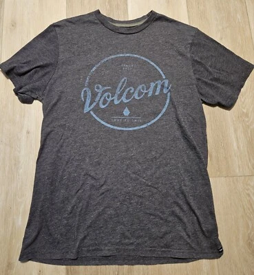 Camiseta Volcom Mujer Gris Azul Logo Fiel a Esta M/M Camisa Talla M Foto 1 de 4