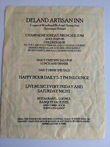 2000 Deland Artisan Inn Menu - Deland, FL