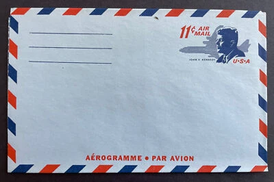 UC38 Unused Stamped Air Letter Sheet 1965 John F Kennedy Jet Plane 11c - Image 1 of 2
