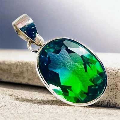 Joyería ovalada de piedras preciosas de ametrino, colgante de plata maciza 925 de piedra colorida 3,5 CM Foto 1 de 4