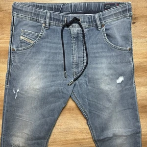 Diesel Denim Sweatpants Men 30 (Fits 32) Blue Krooley NE Joggers Distress 0850P - Picture 1 of 13