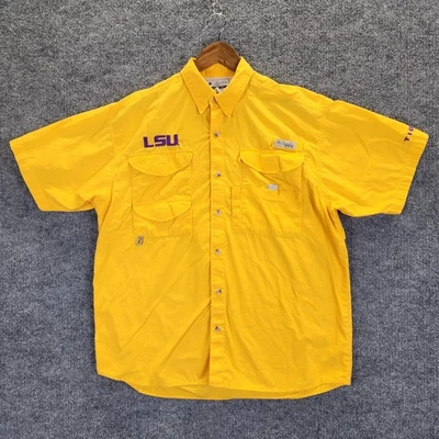 LSU Tigers 衬衫男式中号黄色哥伦比亚 PFG 钓鱼通风短袖 — 第 1/4 张图片