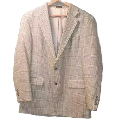 Chaqueta Blazer Oscar de la Renta Hombre Talla 44 Largo Beige Seda Lana Abrigo Deportivo De Colección Foto 1 de 4