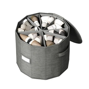 Gray Cylindrical Shoe Organizer with Dividers for Closet and Home Storage - Picture 1 of 7