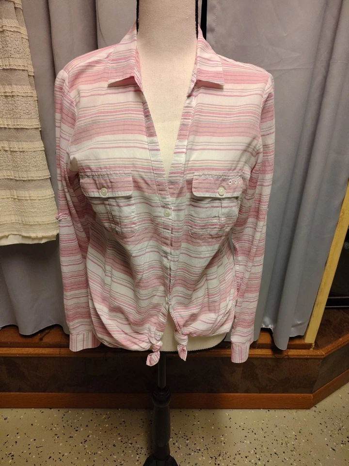 Camisa Columbia Sportswear rosa ventilada manga larga abotonada para mujer mediana Foto 1 de 1