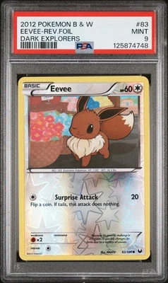 2012 POKEMON B&W DARK EXPLORERS #83 EEVEE-REVERSE FOIL PSA 9 - Image 1 of 2