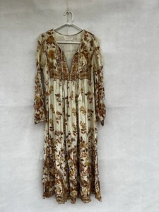 /🎈SPELL AND THE GYPSY gold Floral Midi Dress Boho Shift Xs 8 - Bild 1 von 6