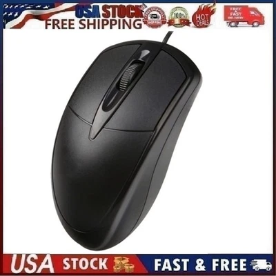 USB 2.0 Optical Wired Scroll Wheel Mouse PC Laptop Notebook Desktop Black Mice - Image 1 of 4