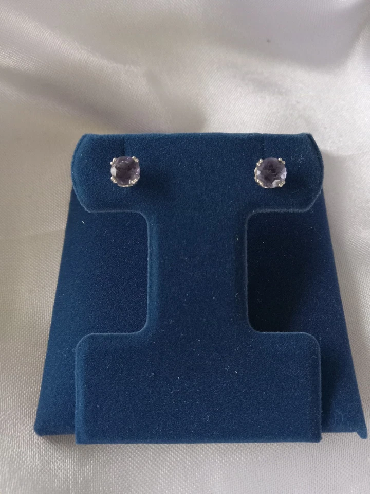 10K White Gold Iolite Stud Earrings, .88ctw, Fancy Setting, NWT, Viking Stone - Image 1 of 4