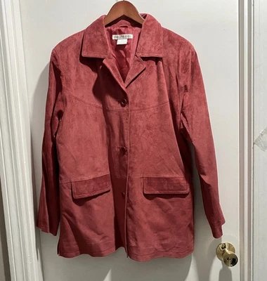 Chaqueta Blazer Vintage Gamuza Frambuesa Cuero Clásica Trabajo Básico Utilidad Años 90 L Foto 1 de 4