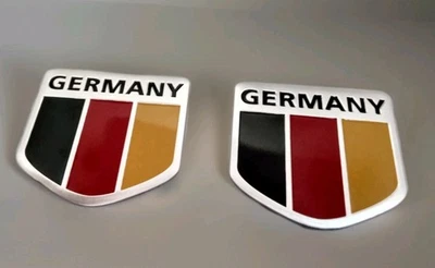 2x  Deutschland Germany  KFZ Aluminium Metall Aufkleber Auto Sticker Flagge - Bild 1 von 4
