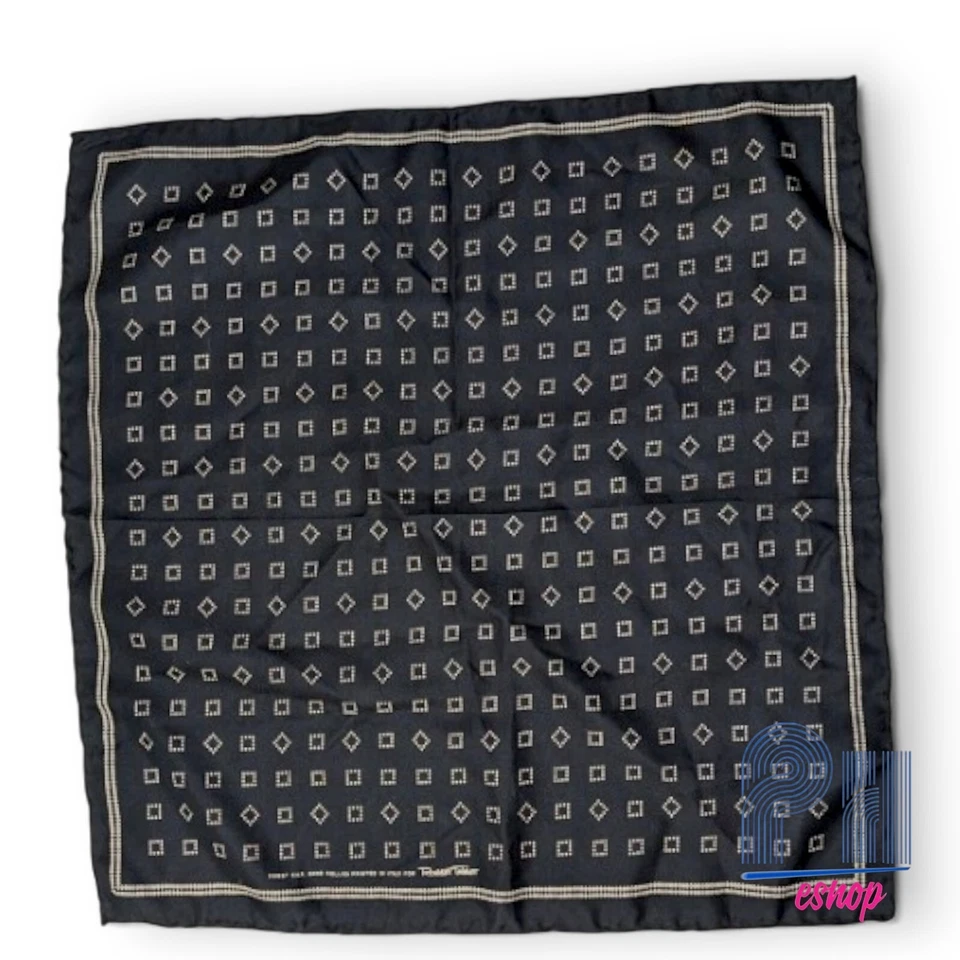 ROBERT TALBOTT PAÑUELO DE BOLSILLO CUADRADO SEDA ITALIA Negro Diseñador 16,5x16,5 Foto 1 de 4