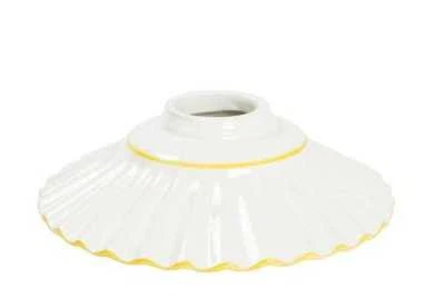 Ceramica BIANCA per lampadario  applique ricambio sostitutivo BORDO GIALLO 20 CM - Immagine 1 di 2