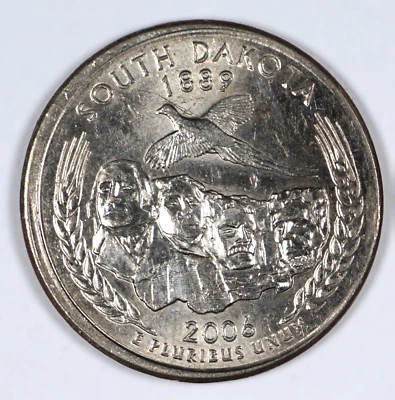 2006 25c South Dakota Off Center Partial Collar Quarter Mint Error Coin E190 - Image 1 of 2