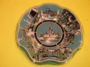 Walt Disney World Glass Candy Dish Ashtray Plate Magic Kingdom 1970's Vintage - Picture 1 of 1