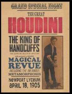 Harry Houdini 1905 Poster Nachdruck auf 100 Jahre altem Originalpapier *P005 - Bild 1 von 1
