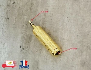 Adaptateur Jack 3.5mm Stereo male vers 6.35mm femelle connecteurs Plaqué or - Picture 1 of 2