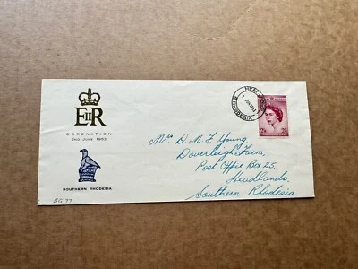 Rhodesia 1953 FDC (80)+QEII Coronation #SG77 +Dual ENR Crown & Coat-of-Arm Cacet - Image 1 of 3