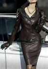 Collared Neck Stylish Celebrity Dress Best Party Wear Women Lambskin Leather