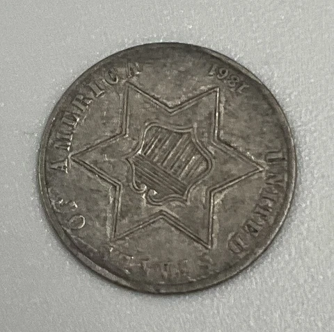 1861 3 cent Silver round Cover