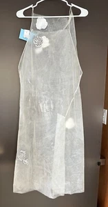 Seltenes Barneys mattiert weißes Vinylkleid (Vintage Pop Art 60er Jahre Stil) silber blumig S/XS - Bild 1 von 13