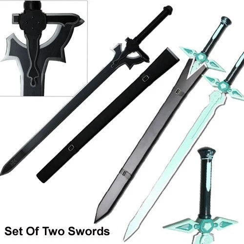 KNIFE KING Sword Art Online Kirito STEEL Swords Set Elucidator Dark Repulsor SAO Replicas 2