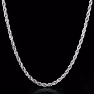 REAL Classic 925 Sterling Silver Rope Chain Necklace SOLID SILVER Jewelry Italy - Picture 1 of 12