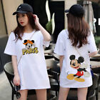 Mickey Mouse Woman Summer Short Sleeve Midi T-shirt Dress Loose Casual Tops Tee