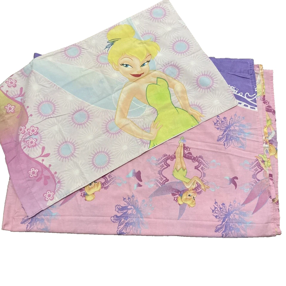 Tinker Bell Twin 2 Piece Flat sheet & Pillowcase Lavender/Purple/Lilac Color - Image 1 of 4